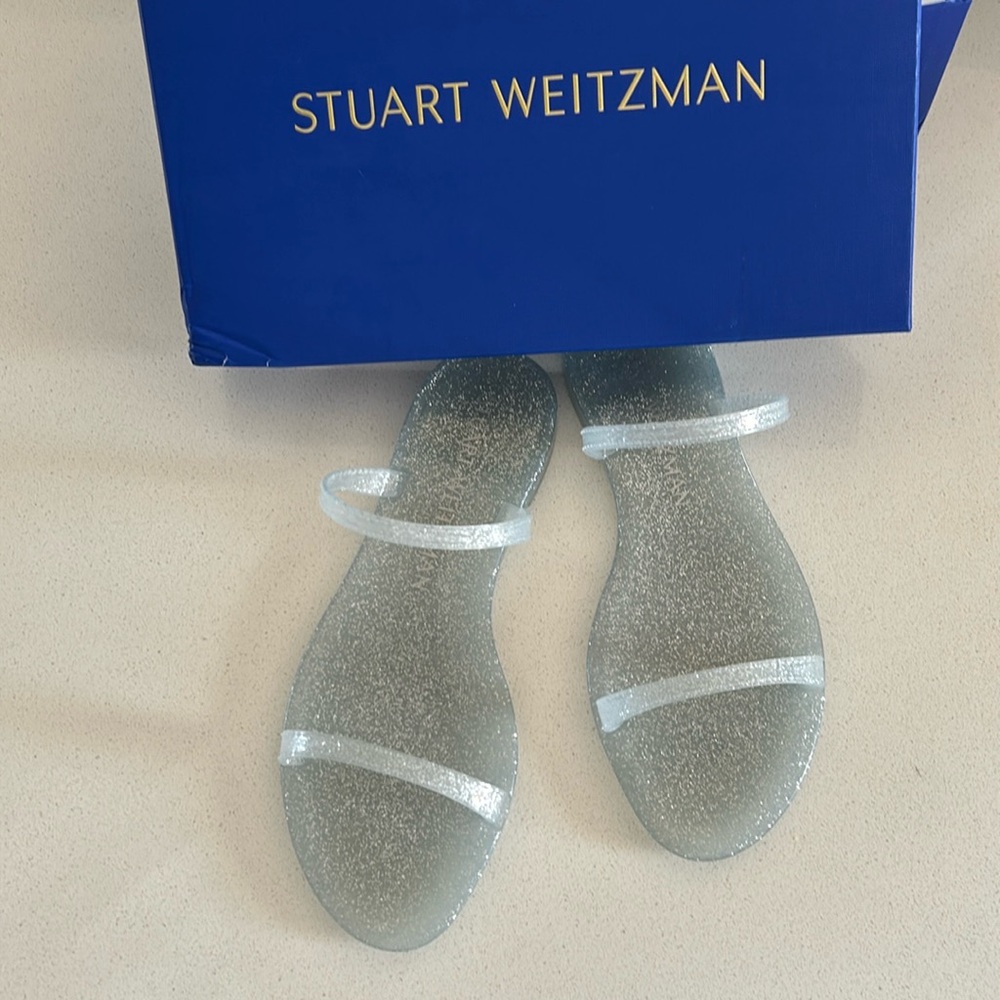 Stuart Weitzman jelly sandals silver and blue size 7